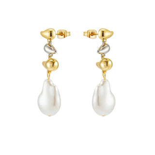River Two Tone Pearl Earring by Sahira