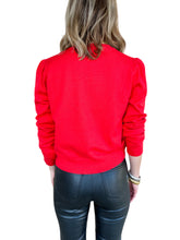 Happy Holidays Red Puff Sleeve Sweater
