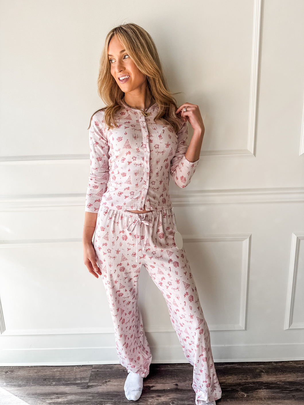 Merry Mornings PJ Set Holly Red and Pink