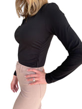 Rive Ruched Black Mock Neck