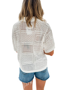 Bonnie White Crochet Shirt