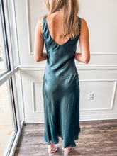 Gina Teal Satin Dress
