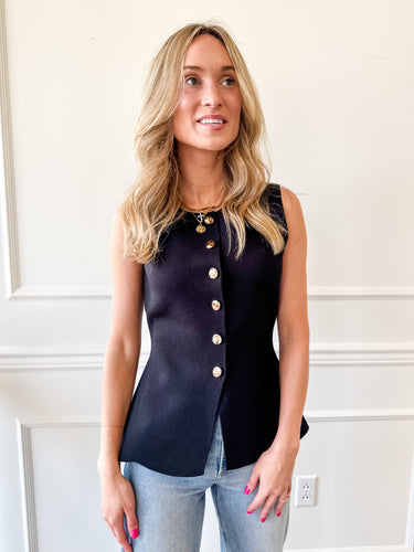 Polished Ease Black Knit Top
