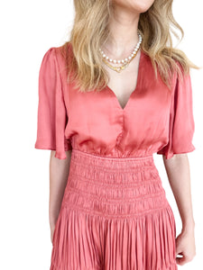 Samantha Coral Smocked Waist Midi by Reset by Jane