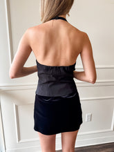 Juvia Black Rhinestone Bow Halter by Steve Madden