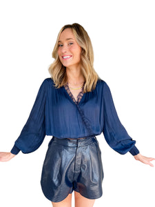 Midnight Romance Navy Lace Blouse