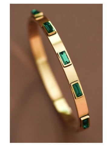 Emerald Baguette Cut Bangle