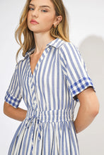 Evette Striped Short Sleeve Midi Dress by Adelyn Rae