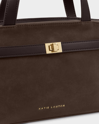 Orin Top Handle Crossbody Bag Bitter Chocolate Suedette by Katie Loxton
