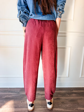 Palmer Burgundy Barrel Pants