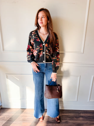 Willa Forest Floral Knit Cardigan