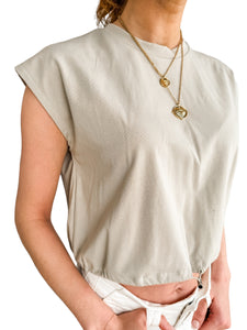 Beyond Basic Sage Drawstring Top