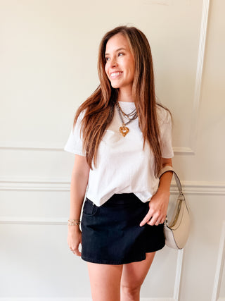 Brighton Washed Black Denim Skort