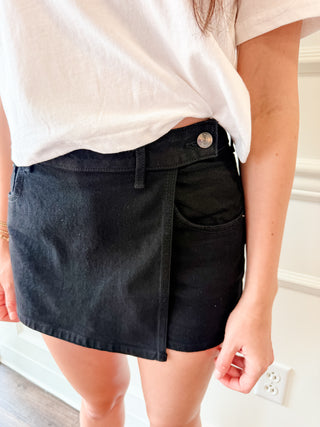 Brighton Washed Black Denim Skort