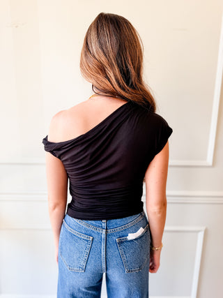 The Midtown Black Asymmetrical Top