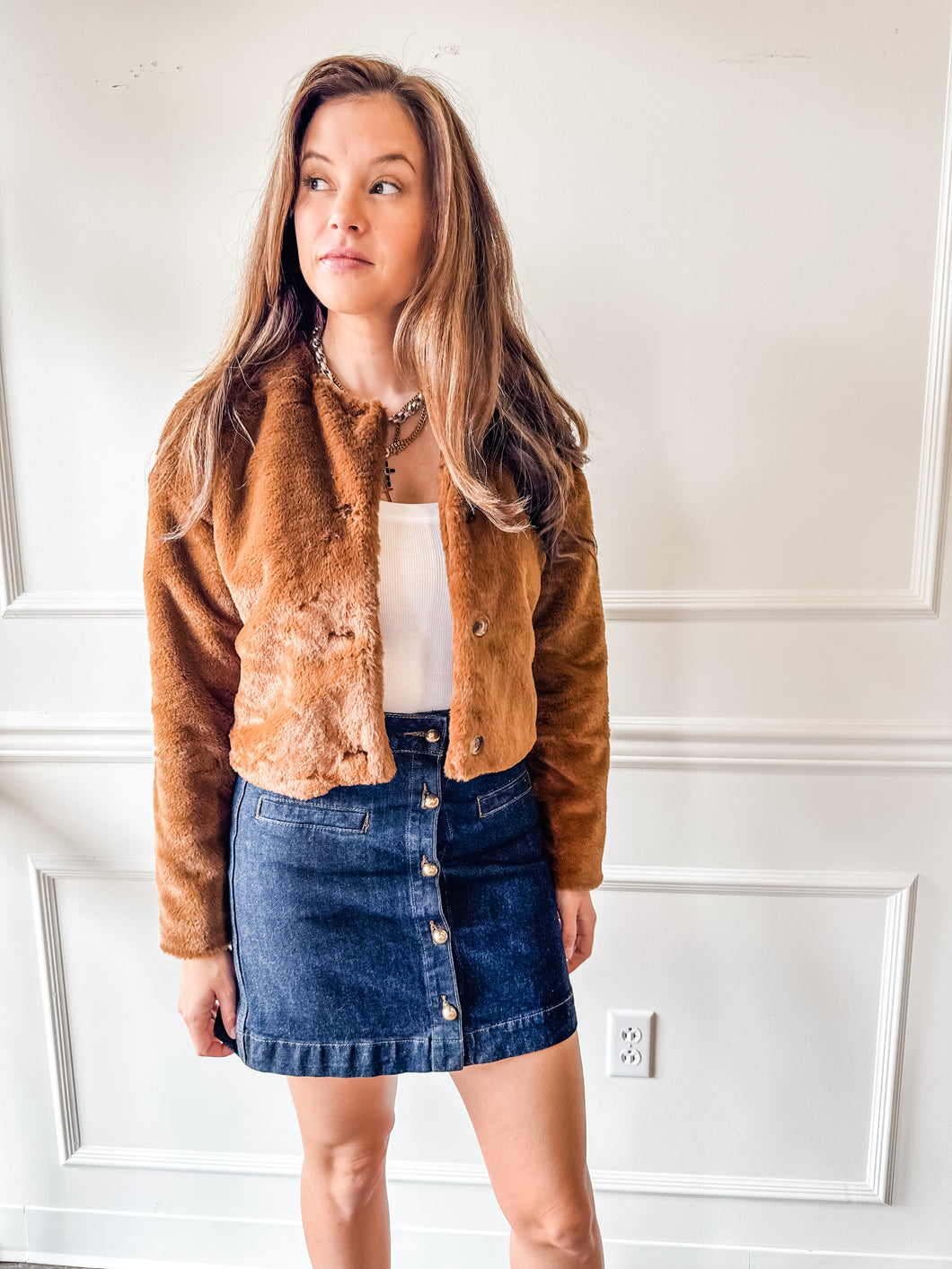 Caramel Cloud Faux Fur Jacket
