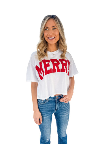 “MERRY” Crop Tee