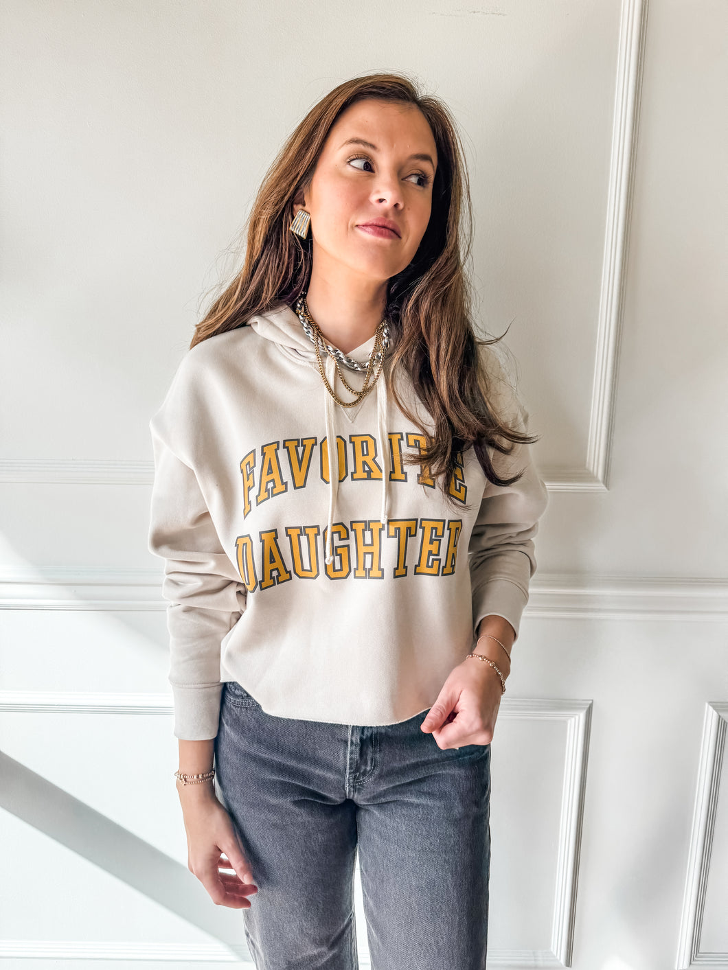 Cropped Collegiate Hoodie by Favorite Daughter