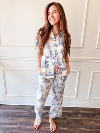 Charleston Toile Cotton Swiss Dot Crop PJ Set