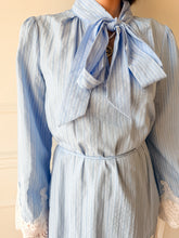 Victoria Neck Tie Lace Trim Stripe Dress by Adelyn Rae