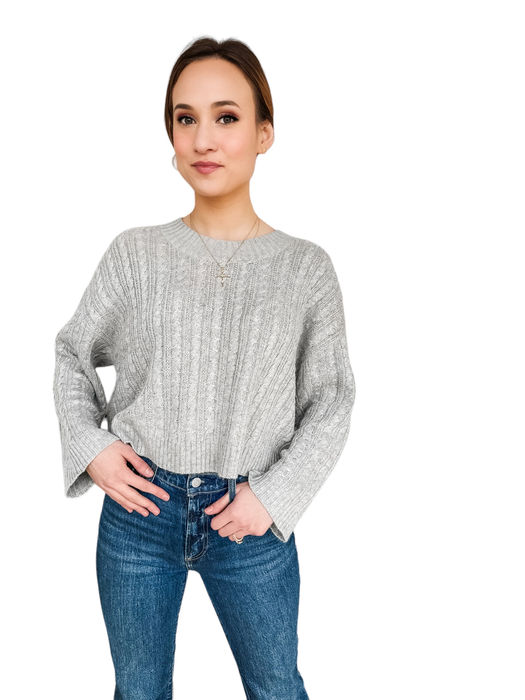 Shay Grey Cable Sweater by Lucy Paris