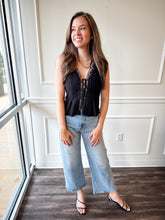 Midnight Lace Black Button Blouse