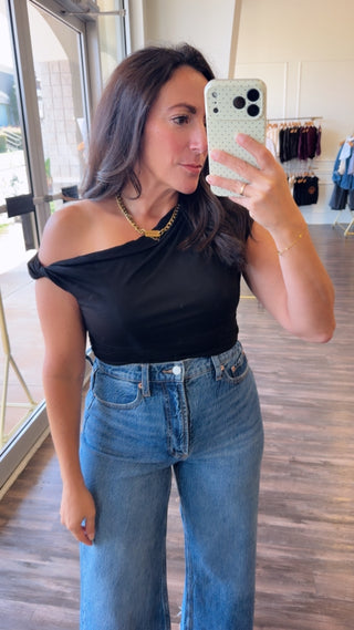 The Midtown Black Asymmetrical Top