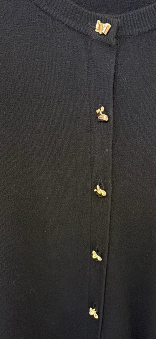 Audrey Gold Button Cardigan - Black Button-Up Sweater