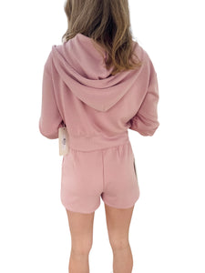 Softer than Soft Dusty Pink Hoodie Short Set