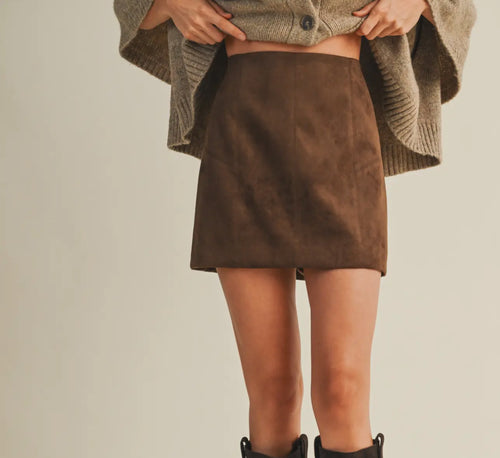 Autumn Luxe Espresso Suede Skirt