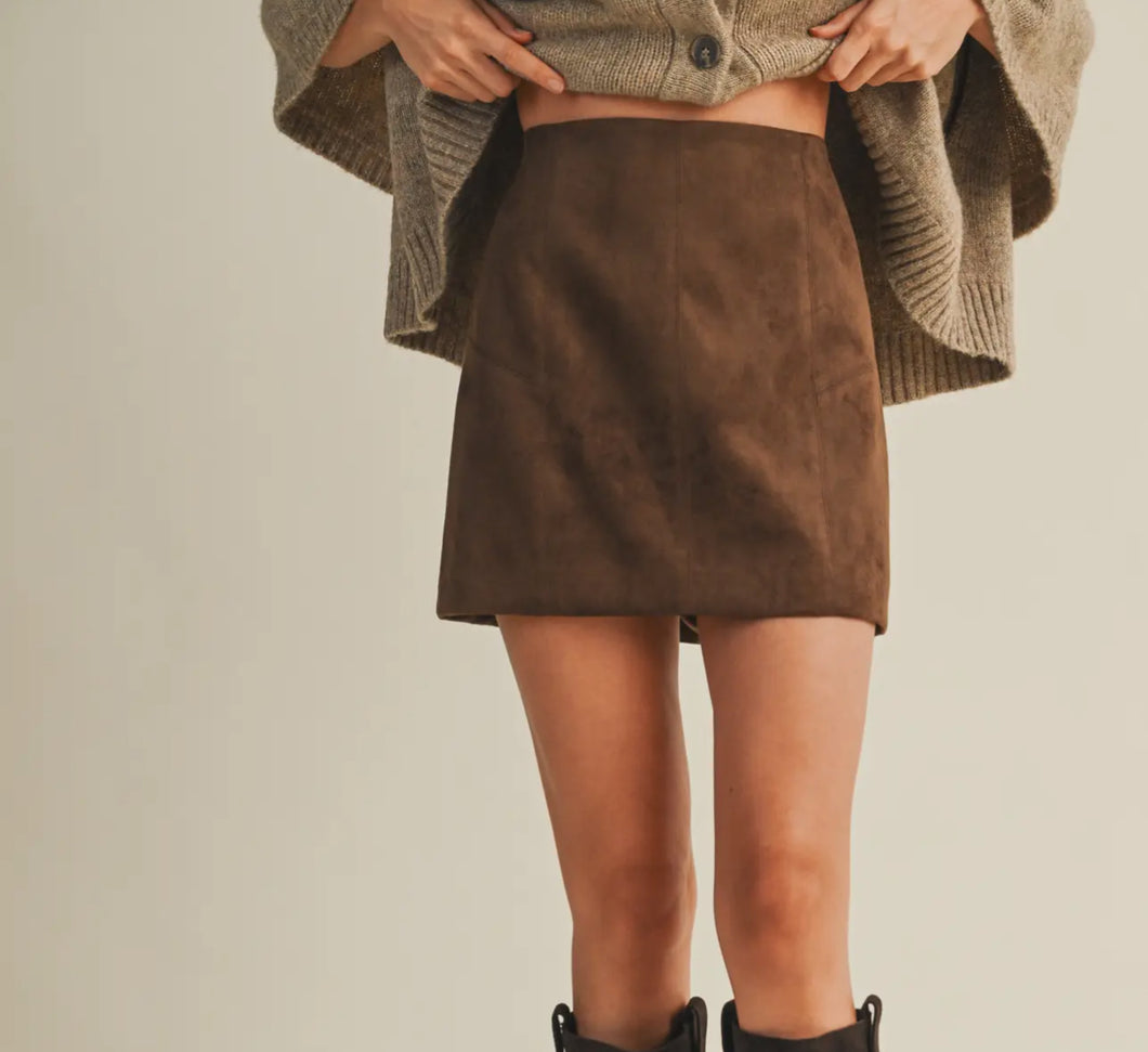 Autumn Luxe Espresso Suede Skirt