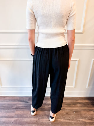 The Hartley Barrel-Leg Pants – Black