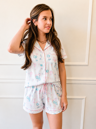 Tennis Time Viscose Knit Pajama Short Set