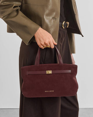 Orin Top Handle Crossbody Bag Bitter Cherry Suedette by Katie Loxton
