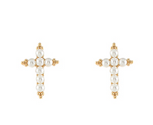 Cross Pearl Earrings