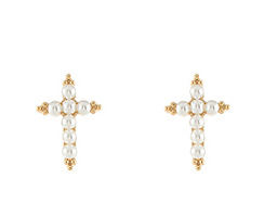 Cross Pearl Earrings