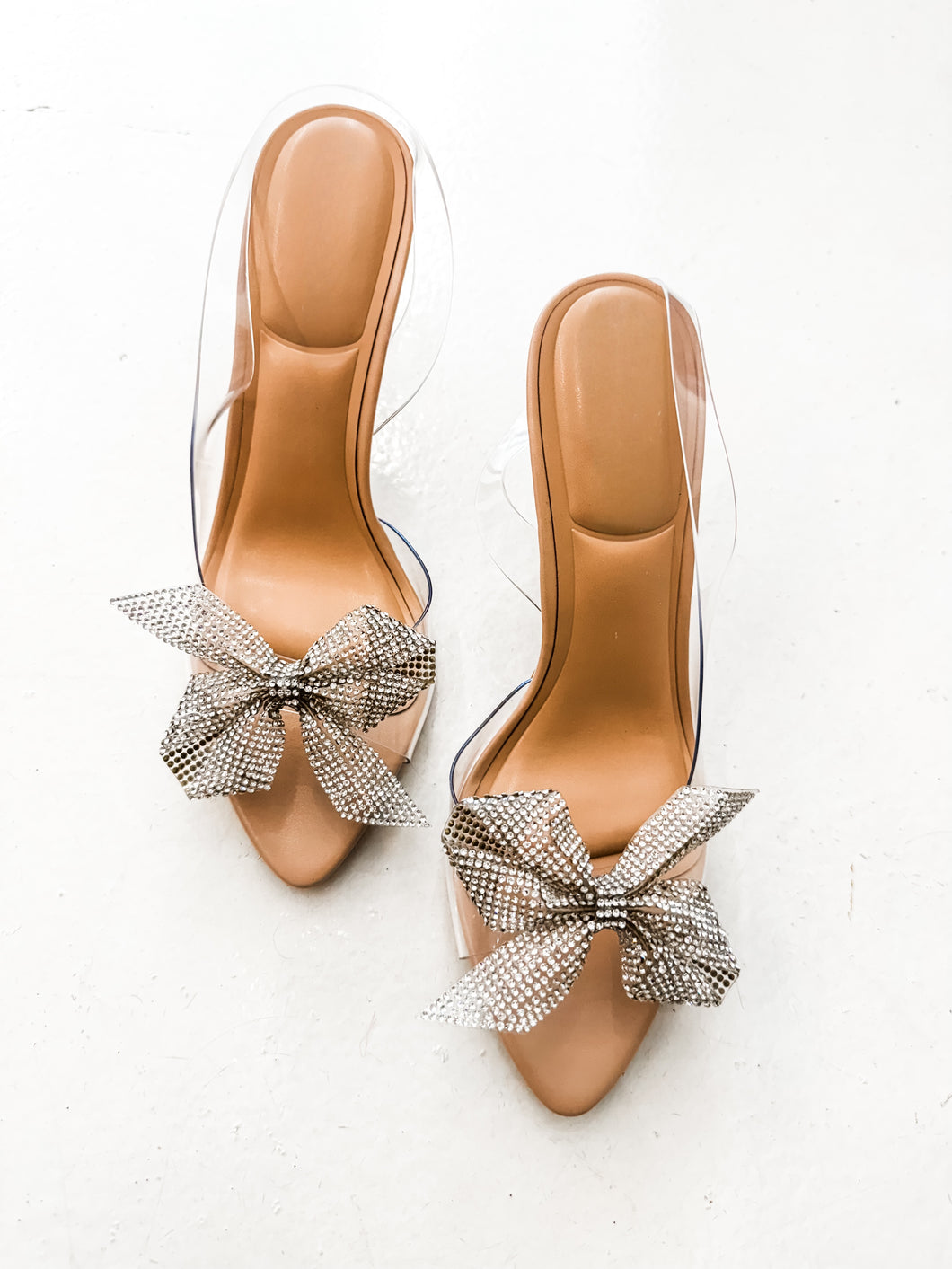 Bow Beauty Clear Slingback Heels