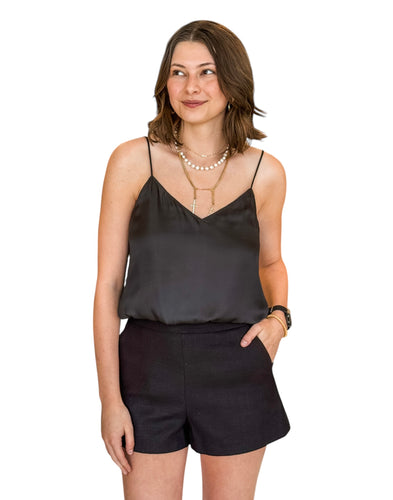 Jet Set Black Linen Shorts