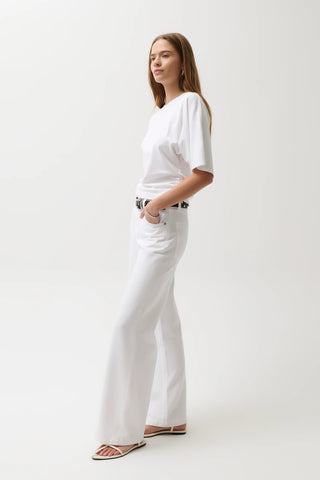 Jadyn Low Slung Palazzo Jean - Vivid White