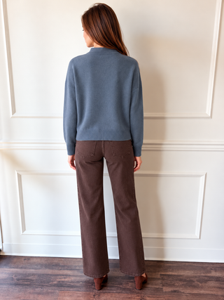 Reese Blue-Gray Mock-Neck Sweater by Current Air