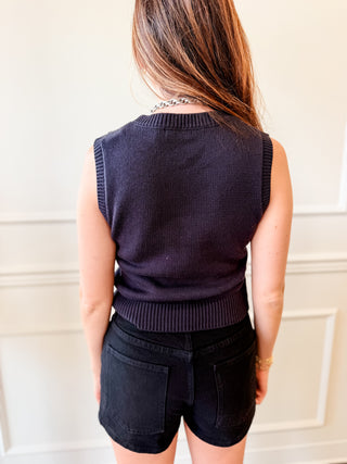 The Sunday Kickoff Sweater Vest- Black