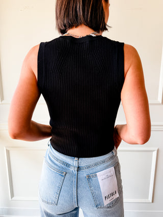 Downtown Black Button Tank