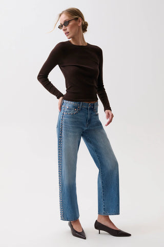 Lexi Studded Mid Rise Bowed Straight by Pistola