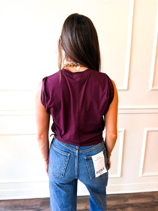 Habitual Sloane Ruched Side-Tie Muscle Tank – Deep Burgundy