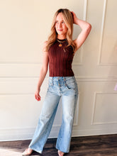 Lorenza Chocolate Ribbed Top