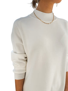 The Essential White Mock Neck Sweater