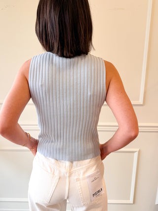 The Soft Blue Button Tank