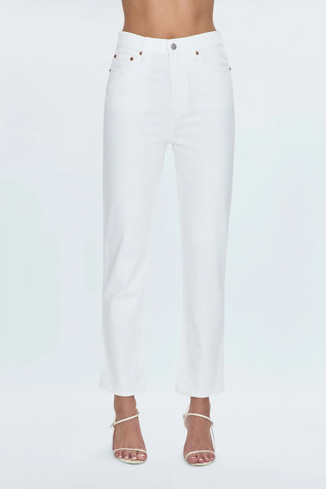 Bri Ankle High Rise Slim Straight-Antique White by Pistola