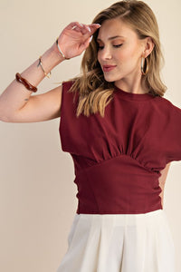 City Muse Structured Top in Burgundy