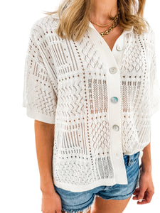 Bonnie White Crochet Shirt